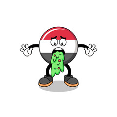 yemen flag mascot cartoon vomiting