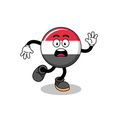 slipping yemen flag mascot illustration