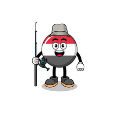 Mascot Illustration of yemen flag fisherman