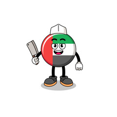 Fototapeta premium Mascot of UAE flag as a butcher