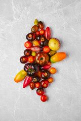 Vertical composition with assortment of tomatoes
