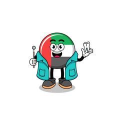 Illustration of UAE flag mascot as a dentist