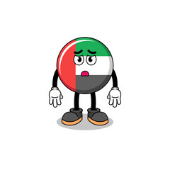 UAE flag cartoon illustration with sad face