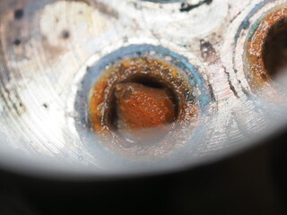calcium plug clogged the hole in the faucet mixer