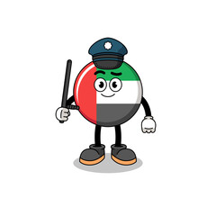 Cartoon Illustration of UAE flag police