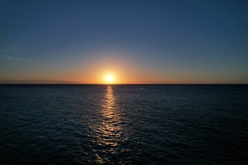 sunset over the sea, sun down