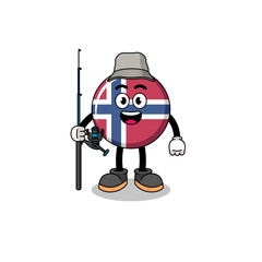 Mascot Illustration of norway flag fisherman