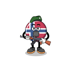 Character cartoon of norway flag as a special force