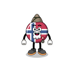 Fototapeta premium Character cartoon of norway flag as a veteran