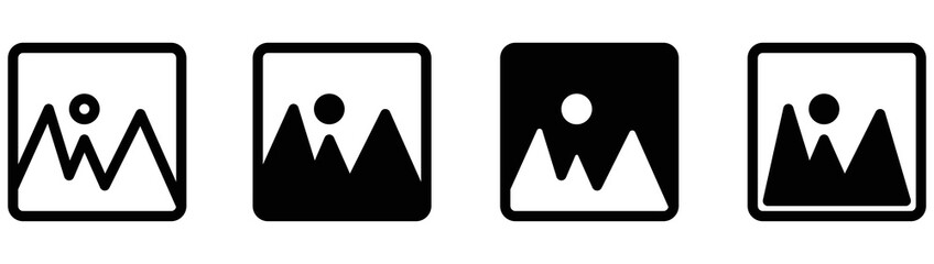 gallery icon set simple. silhouette style sign symbol for app and web, vector illustration
