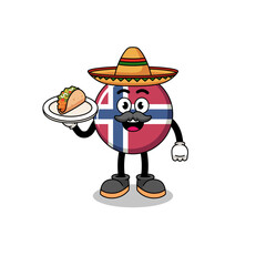 Character cartoon of norway flag as a mexican chef