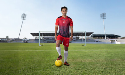 Soccer player on Soccer field, Football field on the stadium © Naypong Studio