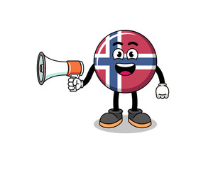 Naklejka premium norway flag cartoon illustration holding megaphone