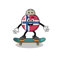 norway flag mascot playing a skateboard
