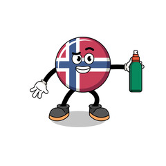 norway flag illustration cartoon holding mosquito repellent