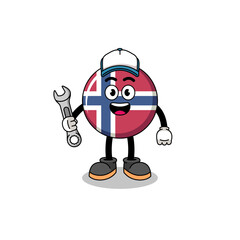 norway flag illustration cartoon as a mechanic