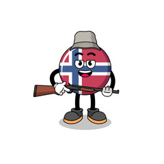 Cartoon Illustration of norway flag hunter