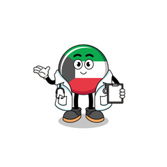 Cartoon mascot of kuwait flag doctor