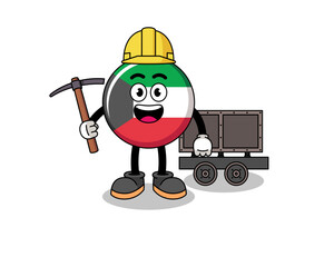Mascot Illustration of kuwait flag miner