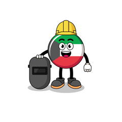 Mascot of kuwait flag as a welder