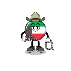 Character mascot of kuwait flag as a cowboy