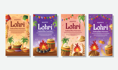 Happy Lohri Day Social Media Story Template. Lohri Day, Fire Work Dance Music Lohri, Lohri
