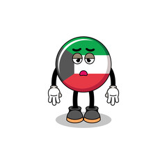 kuwait flag cartoon with fatigue gesture