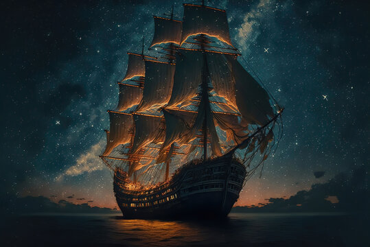 Happiness is a tall ship and the stars to steer by Generative AI