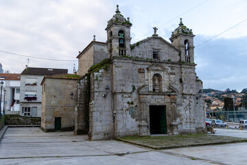 Fototapeta na wymiar Baiona, Spain - December 05, 2022: chapel church of santa liberata, medieval building in the town of Baiona, Spain