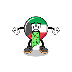 kuwait flag mascot cartoon vomiting