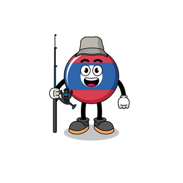 recommend clip art: Mascot Illustration of laos flag fisherman