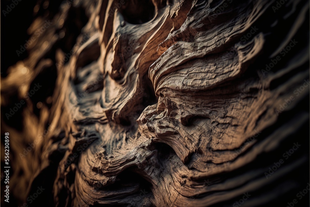 Poster a close up of a tree trunk with a brown background and a black background with a white border around