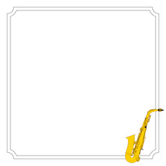 シンプルでかわいいサックスのイラスト正方形フレーム素材