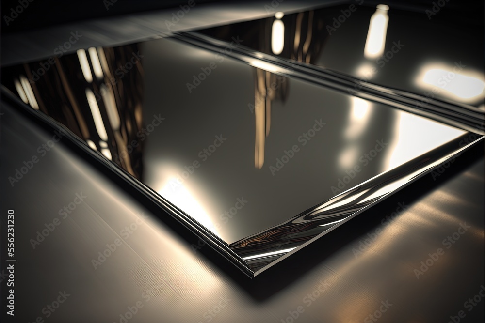 Aufkleber a shiny metal surface with a triangle shaped mirror on it's side. generative ai
