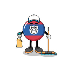 Character mascot of laos flag as a cleaning services