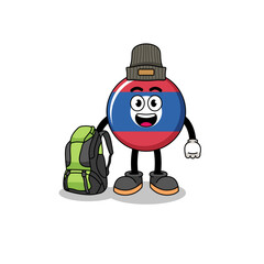 Illustration of laos flag mascot as a hiker