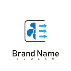 Fototapeta premium Air conditioning and snowflake with twist, logo template. Construction, repair and installation of air conditioners, vector design, illustration