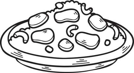 Hand Drawn Fried Rice Chinese and Japanese food illustration