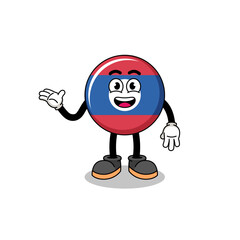 laos flag cartoon with welcome pose