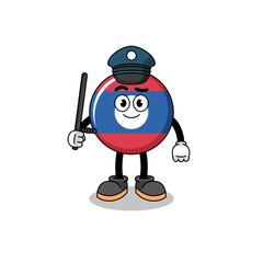 Cartoon Illustration of laos flag police