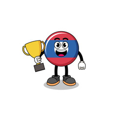 Cartoon mascot of laos flag holding a trophy