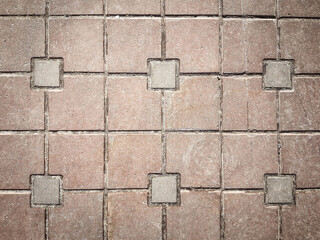 close-up . fragment of pavement pavement with decorative tiles