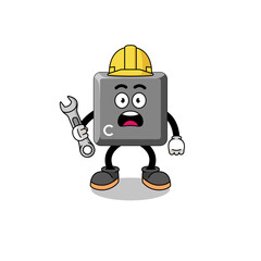 Character Illustration of keyboard C key with 404 error