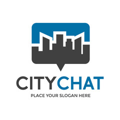 City chat vector logo template. This design use conversation symbol. Suitable for business.