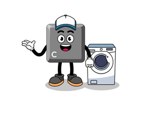 keyboard C key illustration as a laundry man