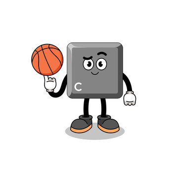 keyboard C key illustration as a basketball player