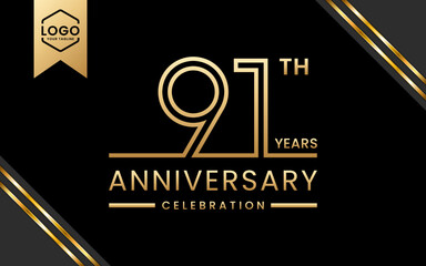 91 year anniversary celebration template design. Logo Vector Template Illustration