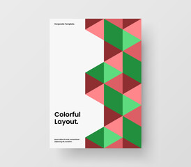 Fresh front page design vector template. Colorful mosaic shapes company brochure layout.