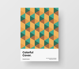 Original company brochure A4 vector design concept. Simple mosaic pattern pamphlet illustration.