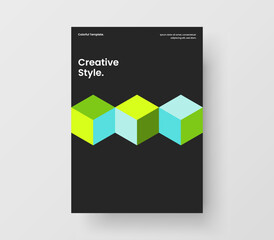 Bright corporate brochure vector design illustration. Minimalistic mosaic tiles pamphlet template.